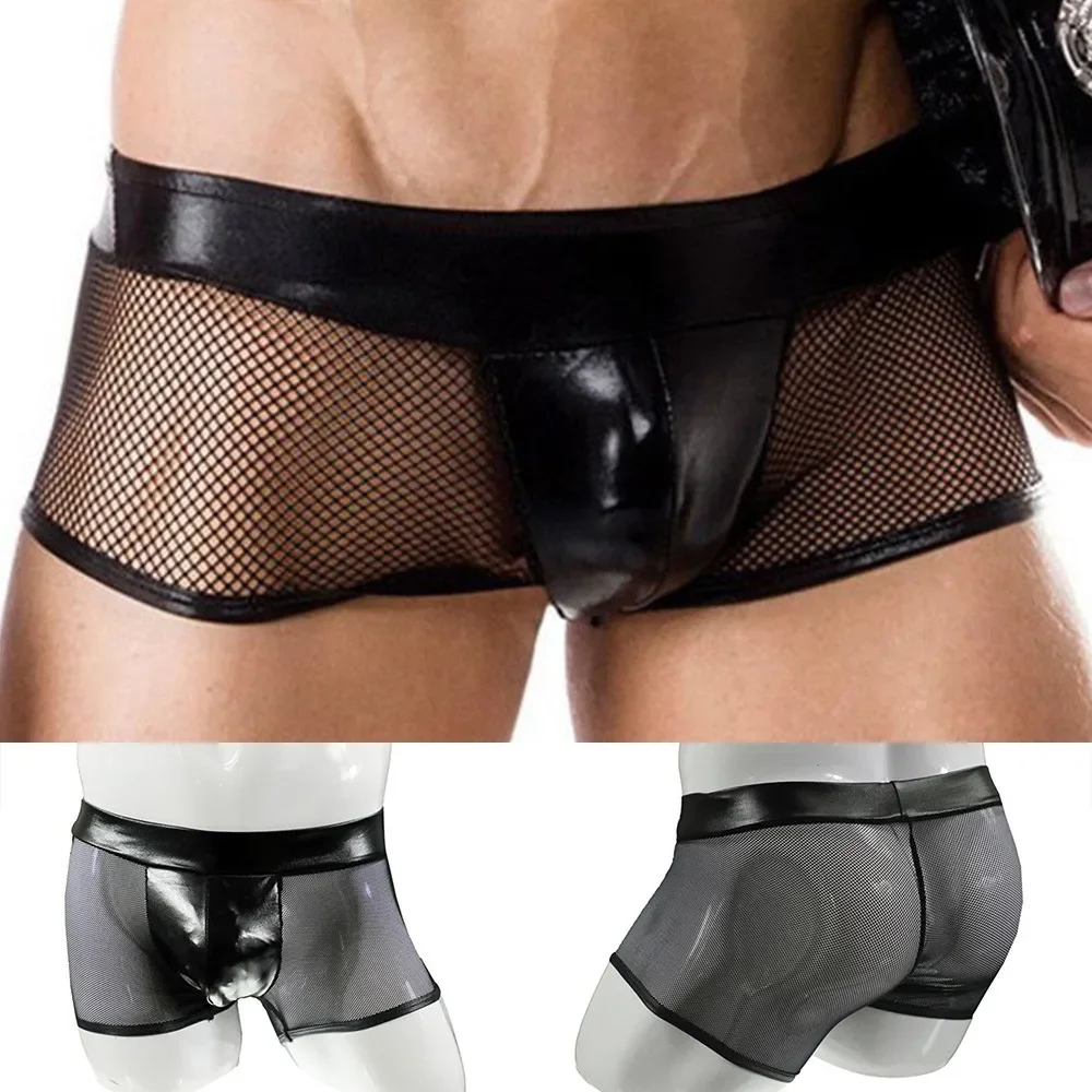 Bamboo Fiber Trunk - Männer Sexy Unterwäsche Faux Leder Badehose